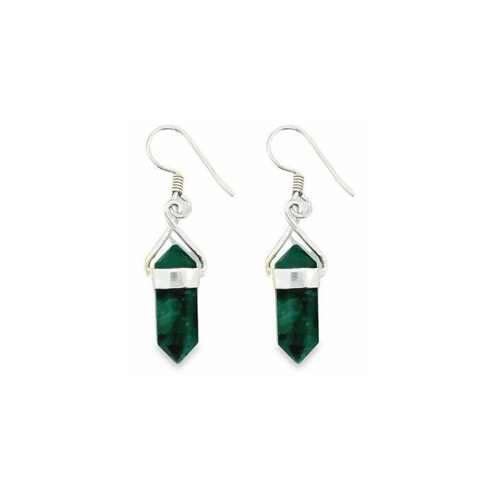 Onatah Sterling Silver Malachite Point Crystal Drop Earrings With Shephooks