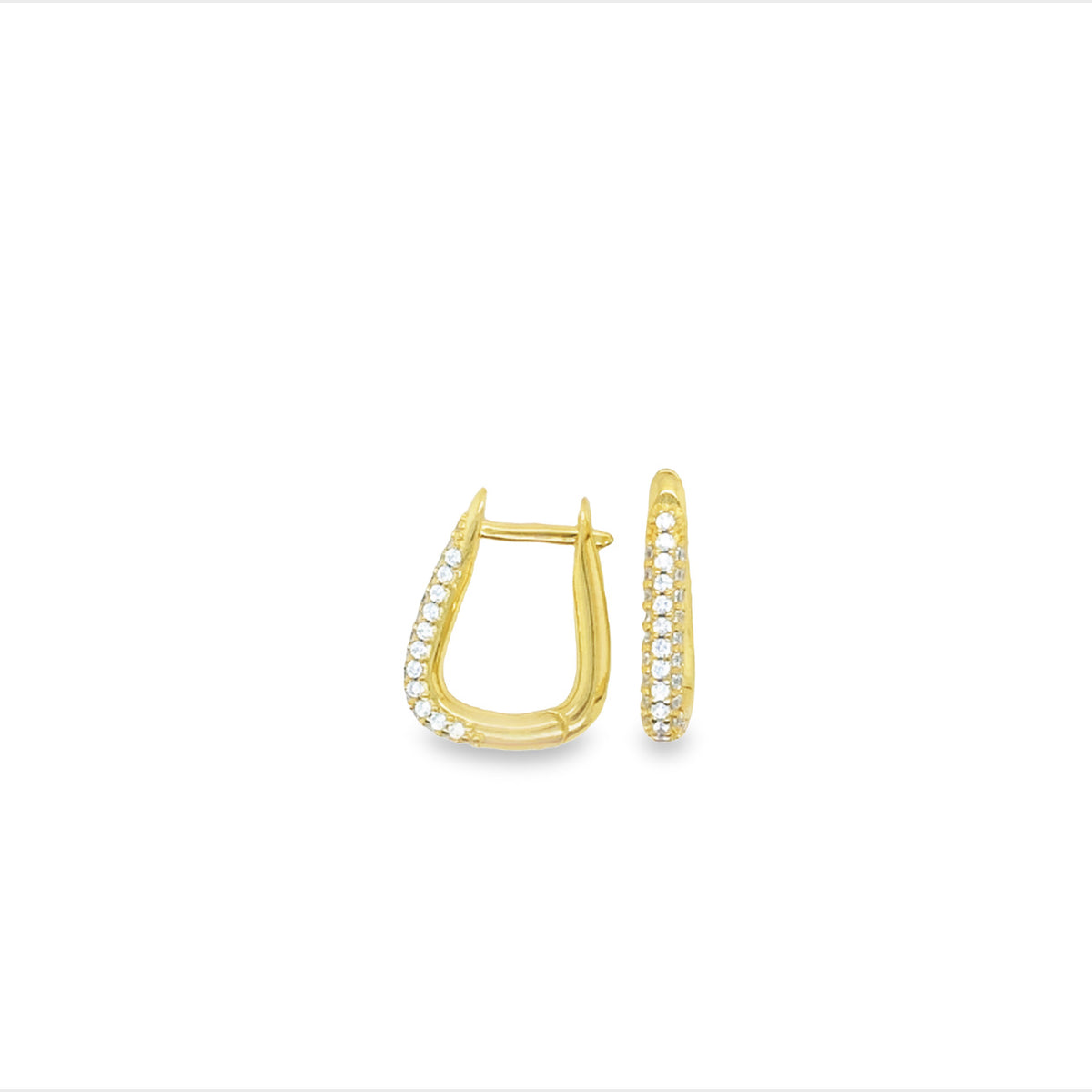 Olivia Sterling Silver Yellow Gold Plated Pave Cz Cushion Shaped Huggies