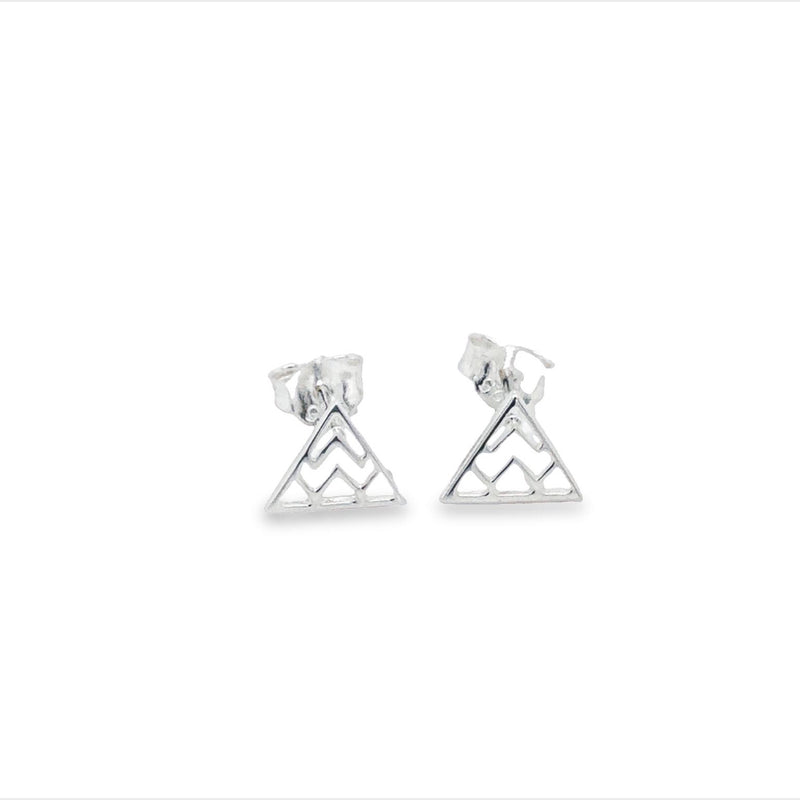 Silver Triangle With Wavey Lines Stud Earrings