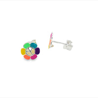 Flower Power With Peace Sign Stud Earrings