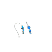 Blue Opalite 3 Bezel Set Drop Earrings With Fixed Shephooks