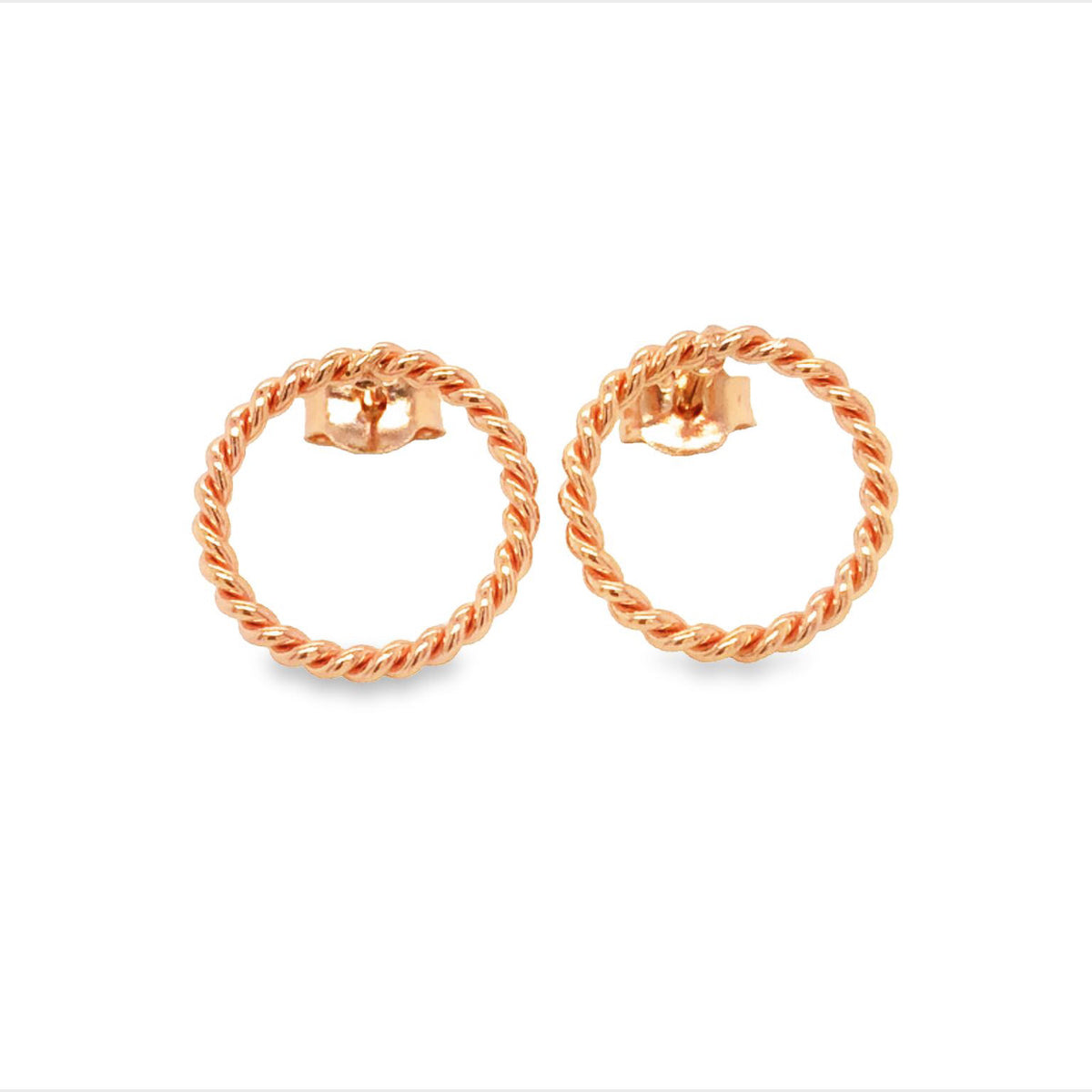 Rose Gold Plated Twisted Wire Circle Stud Earrings