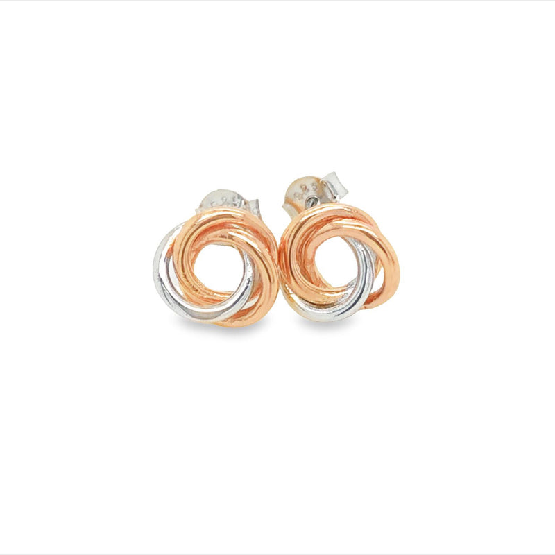 Onatah Sterling Silver Rose Gold Plated Twisted Knot Stud Earrings