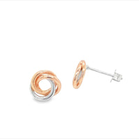 Onatah Sterling Silver Rose Gold Plated Twisted Knot Stud Earrings