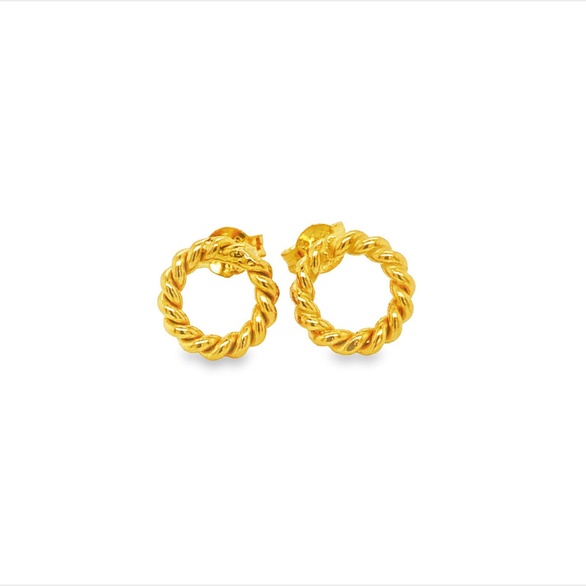 Silver Gold Plated Twisted Wire Circle Stud Earrings