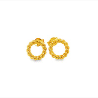 Silver Gold Plated Twisted Wire Circle Stud Earrings