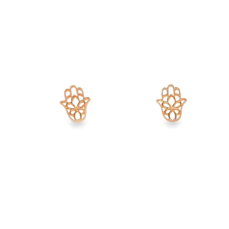Sterling Silver Rose Gold Plated Hamsa Hand Stud Earrings
