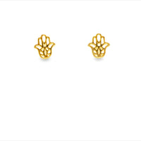 Silver Gold Plated Hamsa Hand Stud Earrings