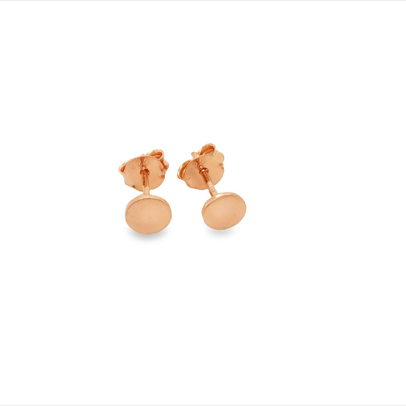 Sterling Silver Rose Gold Plated Disc Stud Earrings