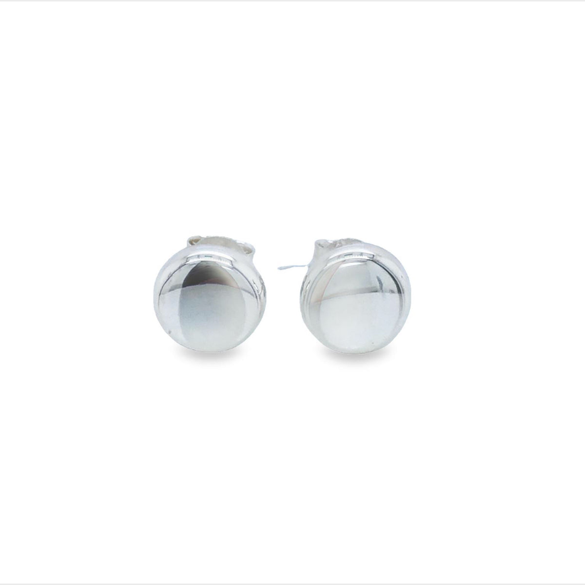 Sterling Silver Medium Size Disc Stud Earrings