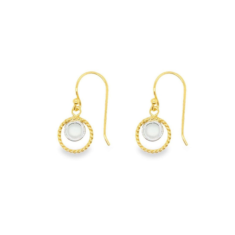 Silver Gold Plated Double Circle Drop Earrings With Shep Hooks