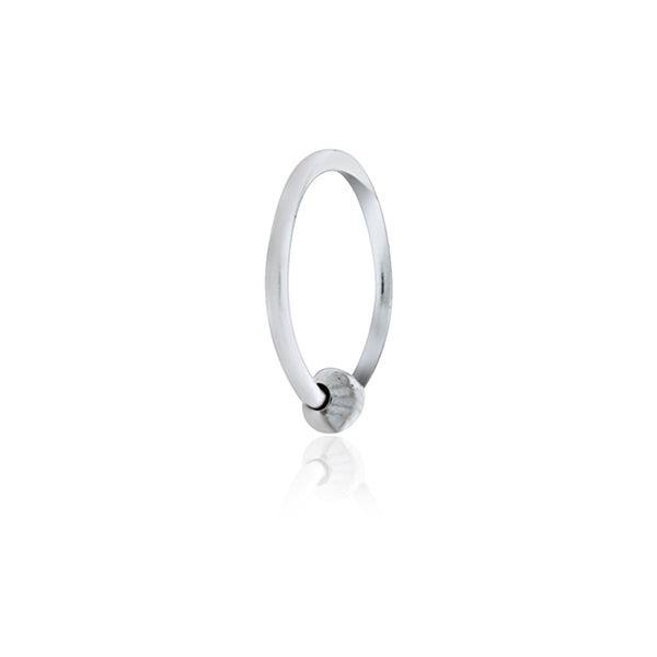 Silver Round Nose Hoop With Ball