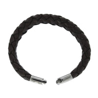 Wide Braided Brown Leather Gents Bracelet